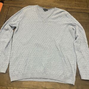 Tommy Hilfiger Light Blue Cable Knit V‎ Neck Sweater Size XXL Vintage